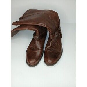 Brown Leather Knee-High Boots Size 9.5 | Fold-Over Riding Boots | Classic Vintag
